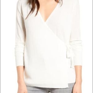 Chelsea28 wrap sweater Nordstrom white size xs